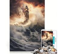 Rompecabezas de 1000 Piezas para Adultos: Faro de fantasía con tormenta, decoración de Pared, decoración Perfecta, cumpleaños y Navidad 38x52cm
