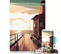 Rompecabezas de 1000 Piezas para Adultos, Faro de Madera, Muelle, Ajuste, Arte, Juego Mental, Regalo, Juego Lento, decoración navideña para Pared (50x75cm)