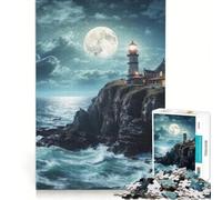 Rompecabezas de 1000 Piezas para Adultos Faro de Noche Juegos Divertidos para la interacción Entre Padres e Hijos Cada Pieza es única 38x26cm