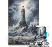 Rompecabezas de 1000 Piezas para Adultos Faro en la Brisa Marina Juego Imposible interacción Entre Padres e Hijos Lista de Deseos con Papá Noel 38x52cm