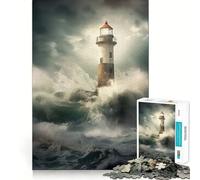 Rompecabezas de 1000 Piezas para Adultos Faro en la Tempestad Piezas precisas Juego Divertido e Inteligente Regalo Ideal para Disfrutar de un Momento de Paz Decoración de cumpleaños (50x75cm)