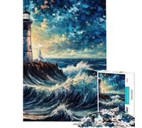 Rompecabezas de 1000 Piezas para Adultos Faro Estrellado Divertido Juego para aliviar el estrés e interactuar con tu Hijo (Tamaño 38x52cm)