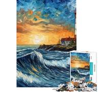 Rompecabezas de 1000 Piezas para Adultos Faro Estrellado Rompecabezas Interactivo para Adultos Juego antiestrés cumpleaños (Tamaño 38x26cm)
