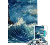 Rompecabezas de 1000 Piezas para Adultos Faro Estrellado Rompecabezas práctico para Adultos Juego de precisión para Reducir el estrés Regalo Ideal (Tamaño 38x26cm)