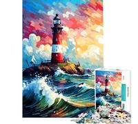 Rompecabezas de 1000 Piezas para Adultos Faro Mágico Arte Pixelado Juego Práctico Juguete Juego Intelectual Obra de Arte Regalo de Cumpleaños (Tamaño 50x75cm)