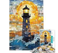 Rompecabezas de 1000 Piezas para Adultos Faro Mosaico Puesta de Sol Rompecabezas antiestrés para Adultos Mejora la Memoria Un Reto para completar (Tamaño 50x75cm)