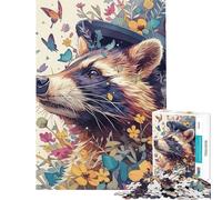 Rompecabezas de 1000 Piezas para Adultos Fascinación por los mapaches Rompecabezas para Adultos Regalo de cumpleaños Desafío Educativo Diversión Familiar y Noche de Juegos 38x52cm