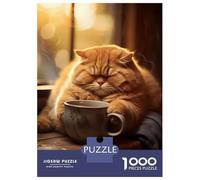 Rompecabezas De 1000 Piezas para Adultos Fat Cat Morning Coffee Pet Rompecabezas Juego De Ingenio Carrera De Velocidad De Manos Interacción Entre Padres E Hijos 70x50cm/1000pcs