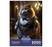 Rompecabezas De 1000 Piezas para Adultos Fat Cat Stylish Suit Rompecabezas Juego De Ingenio Una Obra De Arte Cumpleaños Y Navidad 38x26cm/1000pcs