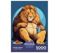 Rompecabezas De 1000 Piezas para Adultos Fat Lion Funny Animal Rompecabezas para Adultos Juguete Decoración De Pared Regalos para Mujeres Difícil Y Desafiante 38x26cm/1000pcs