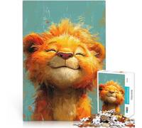 Rompecabezas de 1000 Piezas para Adultos Felicidad del león Soleado Juego práctico Decoración de Pared cumpleaños y Navidad 75x50cm