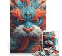 Rompecabezas de 1000 Piezas para Adultos Feliz Año Nuevo con diseño de dragón, Juego Educativo, dificultad Alta, Ideal para cumpleaños 50x75cm