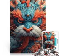 Rompecabezas de 1000 Piezas para Adultos Feliz año Nuevo dragón Juegos Divertidos para la Familia Cada Pieza es única: un desafiante y Divertido Juego Familiar 50x70cm