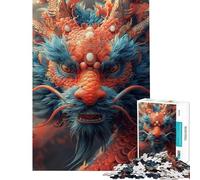 Rompecabezas de 1000 Piezas para Adultos Feliz Año Nuevo Dragón para cumpleaños Navidad Juego de ingenio de Carreras de Velocidad Manual para Mayores de 14 años (38x26cm)