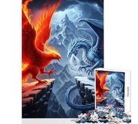 Rompecabezas de 1000 Piezas para Adultos: Fénix contra Dragón Picos de montaña decoración del hogar Juguetes Regalo de cumpleaños Juego Imposible Cada Pieza es única - Tamaño 38x26cm