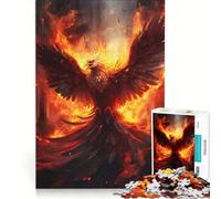Rompecabezas de 1000 Piezas para Adultos Fénix Volando en Llamas Juego Imposible análisis y lógica fortalece el Amor Entre Parejas 38x26cm