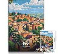Rompecabezas de 1000 Piezas para Adultos, Fez, Marruecos, póster de Viaje, Juego desafiante, Juguetes, patrón, Montaje, Regalo de cumpleaños, tamaño 50x75cm