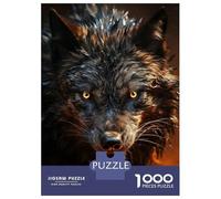 Rompecabezas De 1000 Piezas para Adultos Fierce Black Wolf in Fire Rompecabezas para Adultos Juegos Familiares para La Diversión Familiar Regalo De Cumpleaños, Regalos, 38x26cm/1000pcs