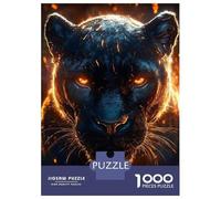 Rompecabezas De 1000 Piezas para Adultos Fiery Black Panther Portrait Rompecabezas para Adolescentes Juego De Ingenio Análisis Y Lógica Difícil Y Desafiante 38x26cm/1000pcs