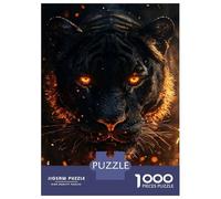 Rompecabezas De 1000 Piezas para Adultos Fiery Black Tiger Portrait Rompecabezas para Adultos Juego Familiar Decoración De Pared Gran Regalo para Jugar 70x50cm/1000pcs