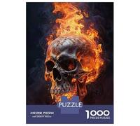 Rompecabezas De 1000 Piezas para Adultos Fiery Flames Smoke Skull Rompecabezas para Adultos Juegos De Relajación Una Obra De Arte Regalos para Amigos Y Familiares 70x50cm/1000pcs