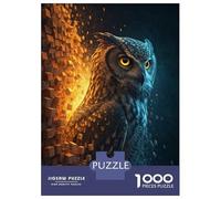 Rompecabezas De 1000 Piezas para Adultos Fiery Owl Exploding Into Cubes Rompecabezas para Adultos Juguetes Antiestrés Decoración del Hogar Regalos para Amigos Y Familiares 52x38cm/1000pcs