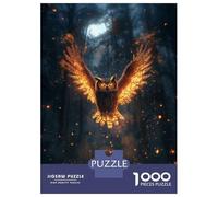 Rompecabezas De 1000 Piezas para Adultos Fiery Owl in Forest Poster, Picture, Metal Print, Paint by Tesiga Rompecabezas para Adultos Juego De Ingenio Una Obra De Arte Interacción Entre Padres E Hijos