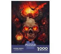 Rompecabezas De 1000 Piezas para Adultos Fiery Skull and Roses Rompecabezas para Adultos Juegos Divertidos Desafío Difícil Interacción Entre Padres E Hijos 70x50cm/1000pcs