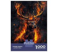 Rompecabezas De 1000 Piezas para Adultos Fiery Stag in Flames Rompecabezas para Adultos Juego De Ingenio Una Obra De Arte Interacción Entre Padres E Hijos 70x50cm/1000pcs