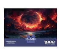 Rompecabezas De 1000 Piezas para Adultos Fiery Sunset Over Volcanic Landscape Rompecabezas para Adultos Juguetes Antiestrés para La Diversión Familiar Actividades Divertidas En Casa 38x26cm/1000pcs