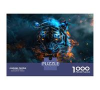 Rompecabezas De 1000 Piezas para Adultos Fiery Tiger Portrait Rompecabezas para Adultos Juego De Ingenio Análisis Y Lógica Cumpleaños Y Navidad 52x38cm/1000pcs