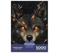 Rompecabezas De 1000 Piezas para Adultos Fiery Wolf Portrait Rompecabezas para Adultos Juego Familiar Difícil Difícil Y Desafiante 38x26cm/1000pcs