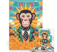 Rompecabezas de 1000 Piezas para Adultos Fiesta Monkey, Juego Educativo, difícil y desafiante, colección de Artistas, Bellas Artes 38x52cm