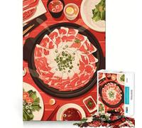 Rompecabezas de 1000 Piezas para Adultos Fiesta Shabu-Shabu ︰ Un deleite culinario Piezas de Corte Limpio Juego de Habilidad Mental Momento de Calma Diversión Escena navideña Arte (38x52cm)