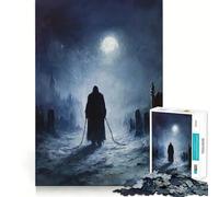 Rompecabezas de 1000 Piezas para Adultos Figura encadenada en un Cementerio Diseño de Corte preciso Juego Divertido para Resolver Problemas Ideal para Pasar el Tiempo Decoración navideña (38x52cm)