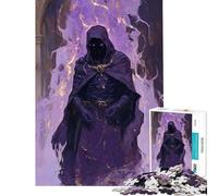 Rompecabezas de 1000 Piezas para Adultos Figura Encapuchada Entre Llamas moradas Rompecabezas para ejercitar la Mente y aliviar el estrés (tamaño 38x26cm)