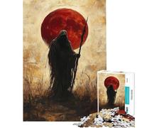 Rompecabezas de 1000 Piezas para Adultos Figura Oscura bajo la Luna de Sangre Rompecabezas para Adolescentes Juegos Divertidos Decoración de Pared cumpleaños y Ocasiones Especiales