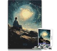 Rompecabezas de 1000 Piezas para Adultos, Figura Solitaria bajo el Cielo Estrellado, Juego Interactivo de Habilidad educativa, Gran Idea de Regalo significativo, tamaño 38x26cm