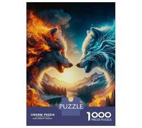 Rompecabezas De 1000 Piezas para Adultos Fire and Ice Wolves Rompecabezas para Adultos Juguetes Antiestrés Decoración Perfecta Cumpleaños Y Navidad 70x50cm/1000pcs