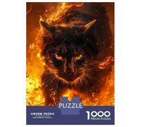 Rompecabezas De 1000 Piezas para Adultos Fire Black Cat Rompecabezas para Adultos Juegos Relajantes Análisis Y Lógica Oferta como Regalos para Toda La Familia 52x38cm/1000pcs