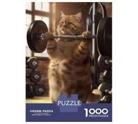 Rompecabezas De 1000 Piezas para Adultos Fitness Cat Workout Fit Rompecabezas Juego De Ingenio Carrera De Velocidad De Manos Interacción Entre Padres E Hijos 52x38cm/1000pcs