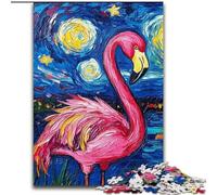 Rompecabezas de 1000 Piezas para Adultos, Flamenco, Cielo Nocturno, Rompecabezas de Madera, tamaño 50x75cm, divertirse en Familia en Navidad, Acción de Gracias, cumpleaños y Pascua.