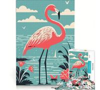 Rompecabezas de 1000 Piezas para Adultos Flamenco estilizado en un Entorno Tropical Juego práctico para divertirse en Familia cumpleaños y Navidad 38x52cm