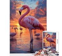 Rompecabezas de 1000 Piezas para Adultos Flamencos Rosas al Atardecer Juego Interactivo Que Mejora la Memoria y es antiestrés Colección de Artistas Bellas Artes (38x26cm)