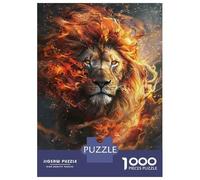 Rompecabezas De 1000 Piezas para Adultos Flaming Lion Wall Art Print Rompecabezas para Adultos Juegos Familiares Una Obra De Arte Ayuda A Ejercitar El Cerebro 52x38cm/1000pcs