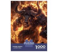 Rompecabezas De 1000 Piezas para Adultos Flaming Minotaur Charge Rompecabezas para Adultos Juego De Ingenio Decoración del Hogar Actividades Divertidas En Casa 70x50cm/1000pcs