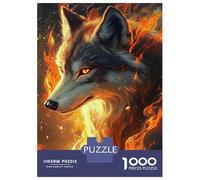 Rompecabezas De 1000 Piezas para Adultos Flaming Wolf Spirit Rompecabezas para Adultos Juguetes Antiestrés Desafío Difícil para Cumpleaños, Navidad 70x50cm/1000pcs