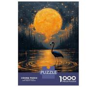 Rompecabezas De 1000 Piezas para Adultos Flamingo Under A Golden Moon Rompecabezas para Adultos Juego Familiar Decoración De Pared Gran Regalo para Jugar 70x50cm/1000pcs