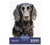 Rompecabezas De 1000 Piezas para Adultos Flat Coated Retriever Dog Rompecabezas para Adultos Juego De Ingenio para La Diversión Familiar Cumpleaños 52x38cm/1000pcs