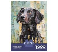Rompecabezas De 1000 Piezas para Adultos Flat-Coated Retriever Paper Collage Rompecabezas para Adultos Juguetes Antiestrés Patrón De Montaje Oferta como Regalo para Toda La Familia 38x26cm/1000pcs